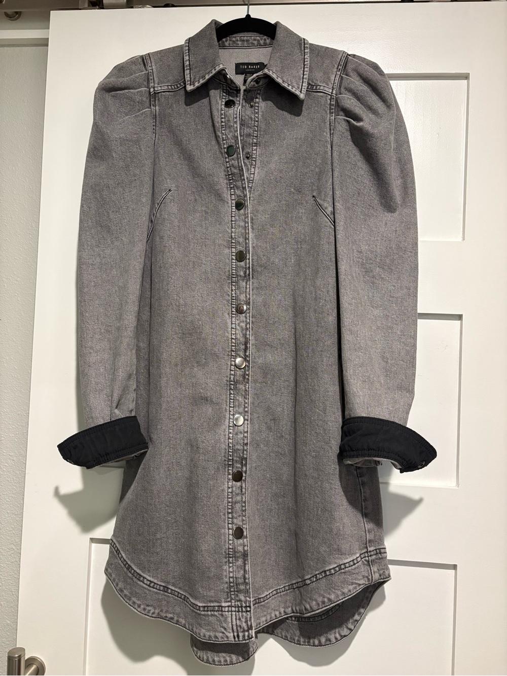 Ted Baker Black Label Logo Trim Gray Denim Dress